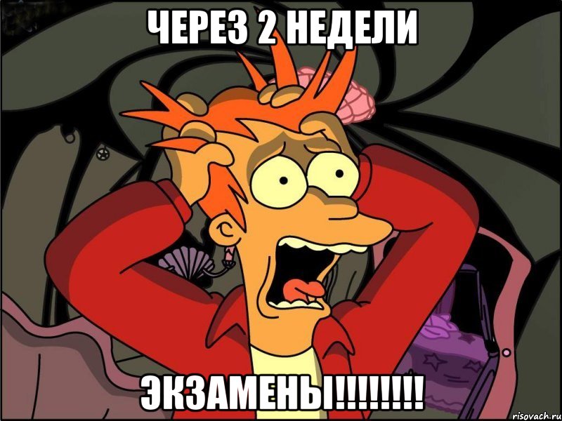 через 2 недели экзамены!!!, Мем Фрай в панике