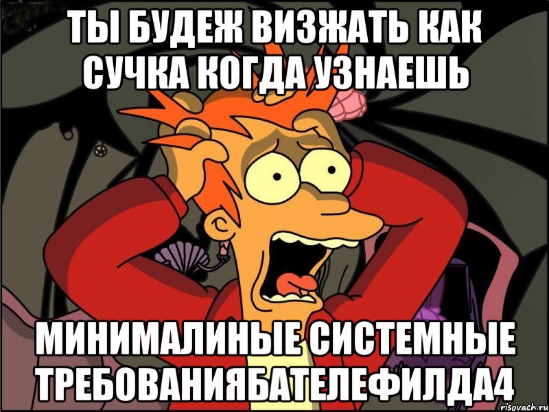 ты будеж визжать как сучка когда узнаешь минималиные системные требованиябателефилда4, Мем Фрай в панике