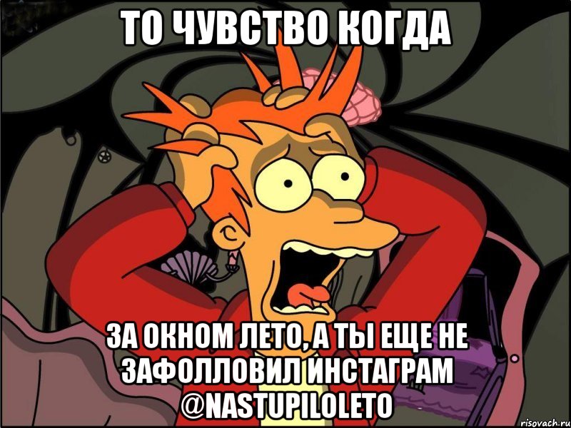 то чувство когда за окном лето, а ты еще не зафолловил инстаграм @nastupiloleto, Мем Фрай в панике