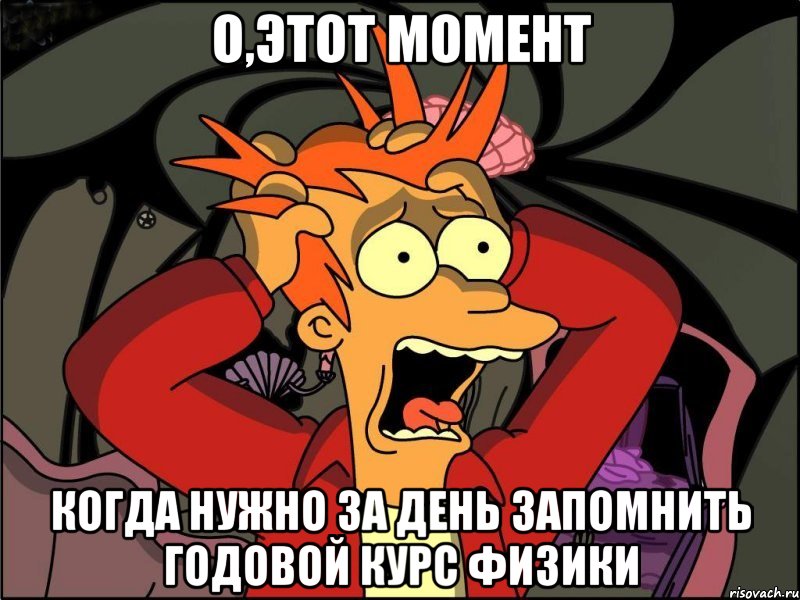 о,этот момент когда нужно за день запомнить годовой курс физики, Мем Фрай в панике