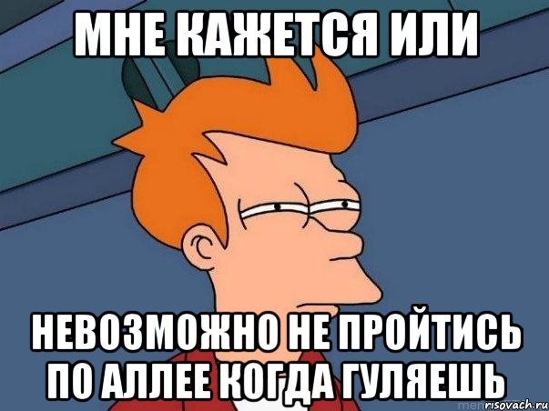 мне кажется или невозможно не пройтись по аллее когда гуляешь, Мем  Фрай (мне кажется или)