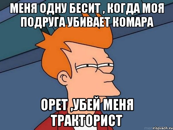 меня одну бесит , когда моя подруга убивает комара орет ,убей меня тракторист, Мем  Фрай (мне кажется или)