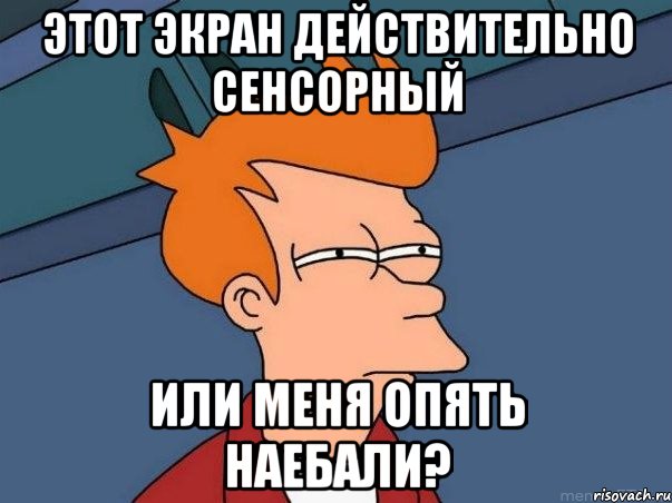 этот экран действительно сенсорный или меня опять наебали?, Мем  Фрай (мне кажется или)