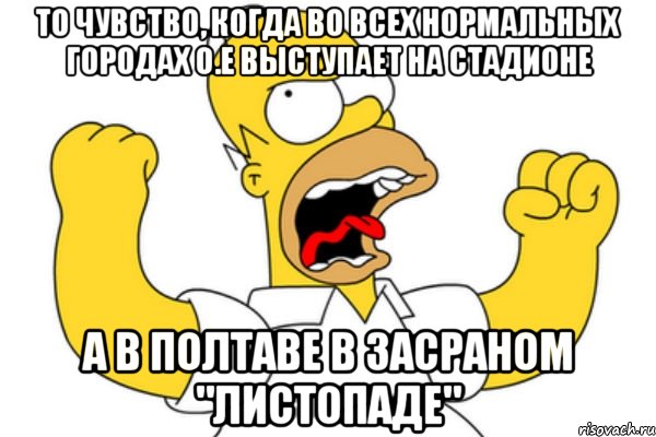 то чувство, когда во всех нормальных городах о.е выступает на стадионе а в полтаве в засраном "листопаде"