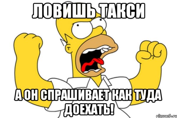 ловишь такси а он спрашивает как туда доехать!, Мем Разъяренный Гомер