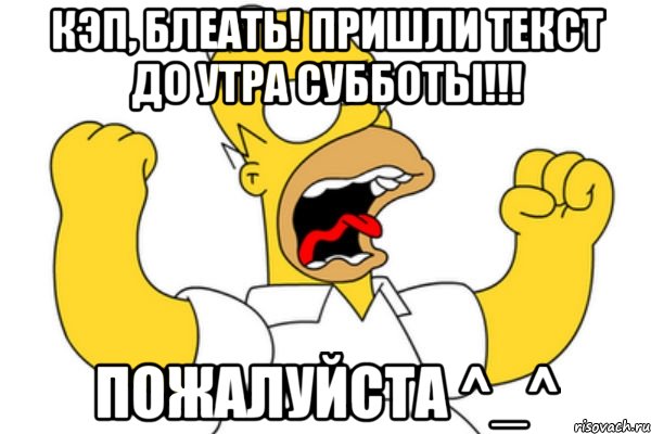 кэп, блеать! пришли текст до утра субботы!!! пожалуйста ^_^, Мем Разъяренный Гомер