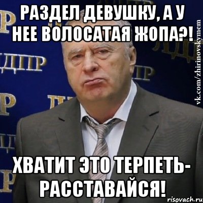 раздел девушку, а у нее волосатая жопа?! хватит это терпеть- расставайся!, Мем Хватит это терпеть (Жириновский)