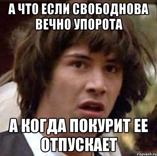 а что если свободнова вечно упорота а когда покурит ее отпускает, Мем А что если (Киану Ривз)