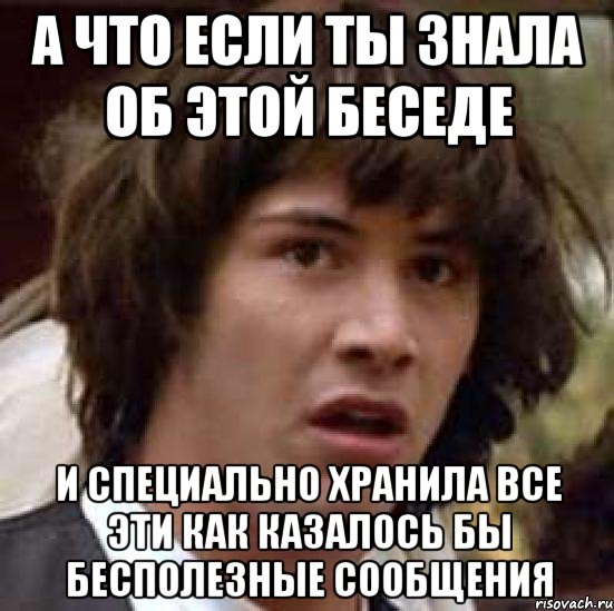 а что если ты знала об этой беседе и специально хранила все эти как казалось бы бесполезные сообщения, Мем А что если (Киану Ривз)