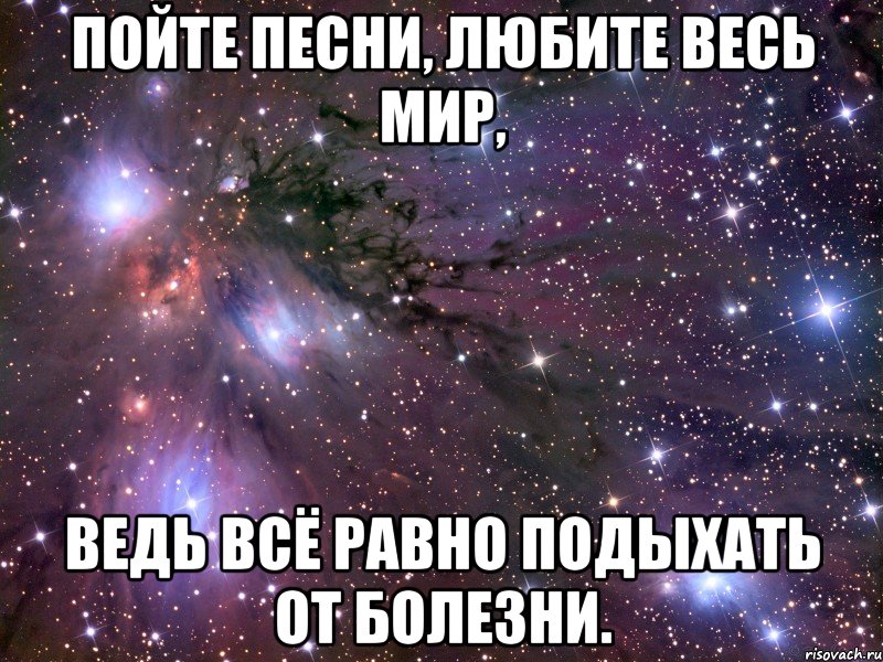 пойте песни, любите весь мир, ведь всё равно подыхать от болезни., Мем Космос
