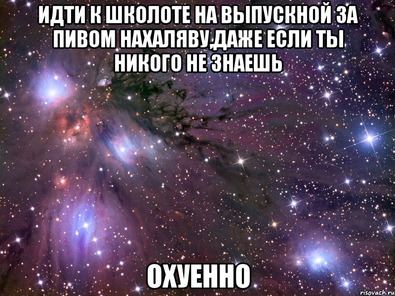 идти к школоте на выпускной за пивом нахаляву,даже если ты никого не знаешь охуенно, Мем Космос