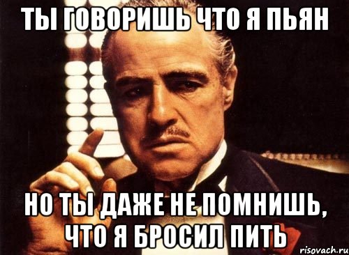 ты говоришь что я пьян но ты даже не помнишь, что я бросил пить, Мем крестный отец