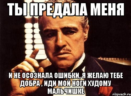 ты предала меня и не осознала ошибки, я желаю тебе добра , иди мой ноги худому мальчишке, Мем крестный отец