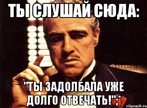 ты слушай сюда: "ты задолбала уже долго отвечать!";*, Мем крестный отец