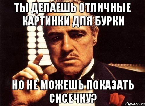 ты делаешь отличные картинки для бурки но не можешь показать сисечку?, Мем крестный отец