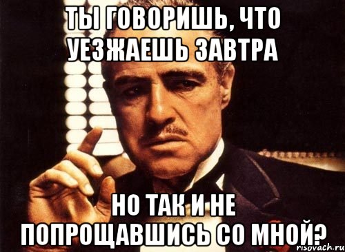 ты говоришь, что уезжаешь завтра но так и не попрощавшись со мной?, Мем крестный отец