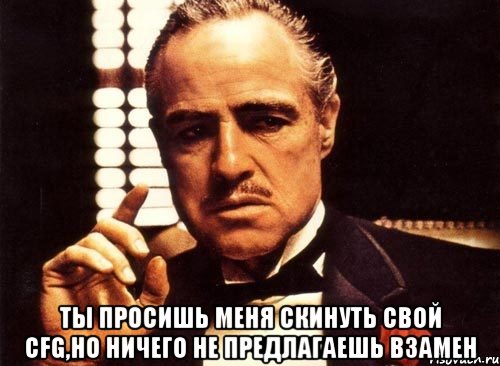  ты просишь меня скинуть свой cfg,но ничего не предлагаешь взамен, Мем крестный отец