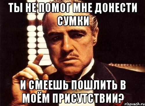 ты не помог мне донести сумки и смеешь пошлить в моём присутствии?, Мем крестный отец