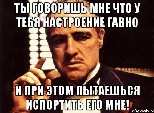 ты говоришь мне что у тебя настроение гавно и при этом пытаешься испортить его мне!, Мем крестный отец