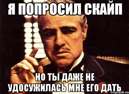 я попросил скайп но ты даже не удосужилась мне его дать, Мем крестный отец