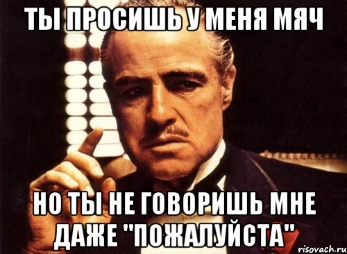 ты просишь у меня мяч но ты не говоришь мне даже "пожалуйста", Мем крестный отец