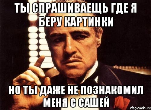 ты спрашиваещь где я беру картинки но ты даже не познакомил меня с сашей, Мем крестный отец