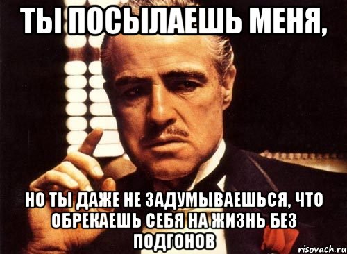 ты посылаешь меня, но ты даже не задумываешься, что обрекаешь себя на жизнь без подгонов, Мем крестный отец