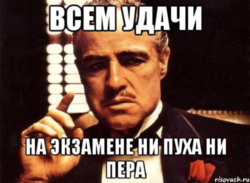 всем удачи на экзамене ни пуха ни пера, Мем крестный отец