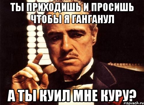 ты приходишь и просишь чтобы я ганганул а ты куил мне куру?, Мем крестный отец