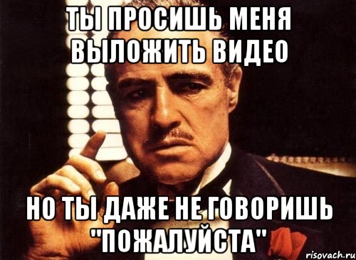 ты просишь меня выложить видео но ты даже не говоришь "пожалуйста", Мем крестный отец