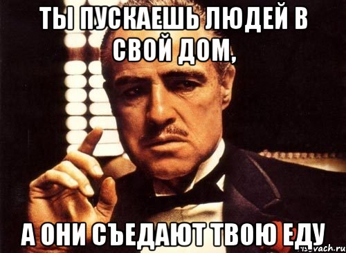 ты пускаешь людей в свой дом, а они съедают твою еду, Мем крестный отец