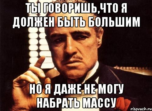 ты говоришь,что я должен быть большим но я даже не могу набрать массу, Мем крестный отец