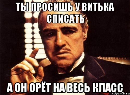 ты просишь у витька списать а он орёт на весь класс, Мем крестный отец