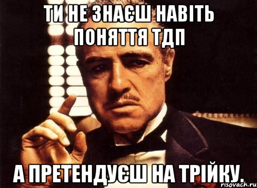 ти не знаєш навіть поняття тдп а претендуєш на трійку., Мем крестный отец