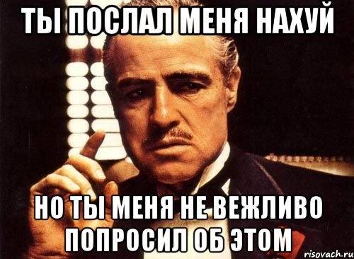 ты послал меня нахуй но ты меня не вежливо попросил об этом, Мем крестный отец