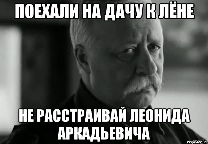 поехали на дачу к лёне не расстраивай леонида аркадьевича, Мем Не расстраивай Леонида Аркадьевича