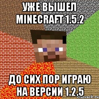 уже вышел minecraft 1.5.2 до сих пор играю на версии 1.2.5, Мем Миникрафтер