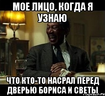 мое лицо, когда я узнаю что кто-то насрал перед дверью бориса и светы, Мем Мое лицо когда мне говорят