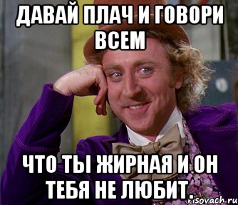 давай плач и говори всем что ты жирная и он тебя не любит., Мем мое лицо