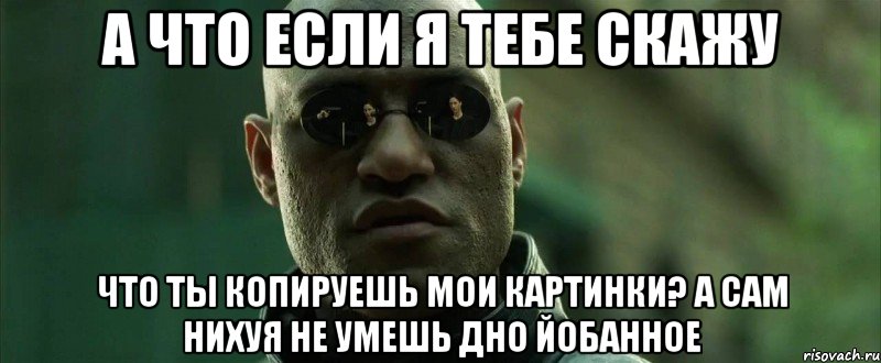 а что если я тебе скажу что ты копируешь мои картинки? а сам нихуя не умешь дно йобанное