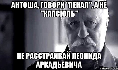 антоша, говори "пенал", а не "капсюль" не расстраивай леонида аркадьевича, Мем Не огорчай Леонида Аркадьевича