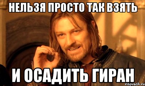 нельзя просто так взять и осадить гиран, Мем Нельзя просто так взять и (Боромир мем)