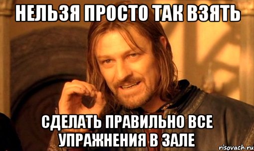 нельзя просто так взять сделать правильно все упражнения в зале, Мем Нельзя просто так взять и (Боромир мем)