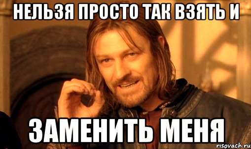 нельзя просто так взять и заменить меня, Мем Нельзя просто так взять и (Боромир мем)