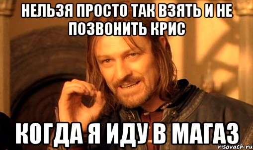 нельзя просто так взять и не позвонить крис когда я иду в магаз, Мем Нельзя просто так взять и (Боромир мем)