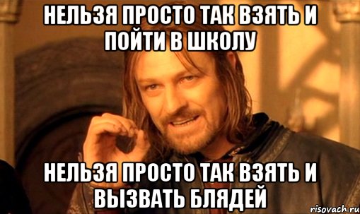 нельзя просто так взять и пойти в школу нельзя просто так взять и вызвать блядей, Мем Нельзя просто так взять и (Боромир мем)