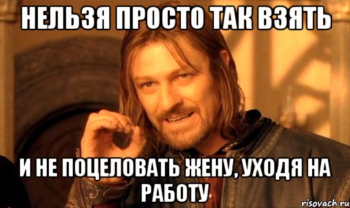 нельзя просто так взять и не поцеловать жену, уходя на работу, Мем Нельзя просто так взять и (Боромир мем)