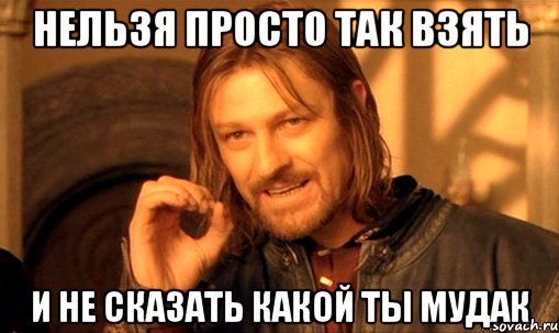 нельзя просто так взять и не сказать какой ты мудак, Мем Нельзя просто так взять и (Боромир мем)