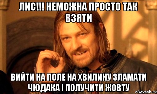 лис!!! неможна просто так взяти вийти на поле на хвилину зламати чюдака і получити жовту, Мем Нельзя просто так взять и (Боромир мем)