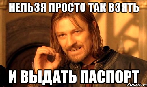 нельзя просто так взять и выдать паспорт, Мем Нельзя просто так взять и (Боромир мем)